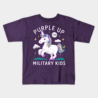 Purple Up For Military Kids Unicorn Military Child Month Kids T-Shirt